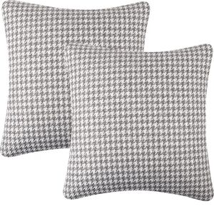 Set Of 2 Gray Houndstooth Accent Pillow Covers Size 18 X 18